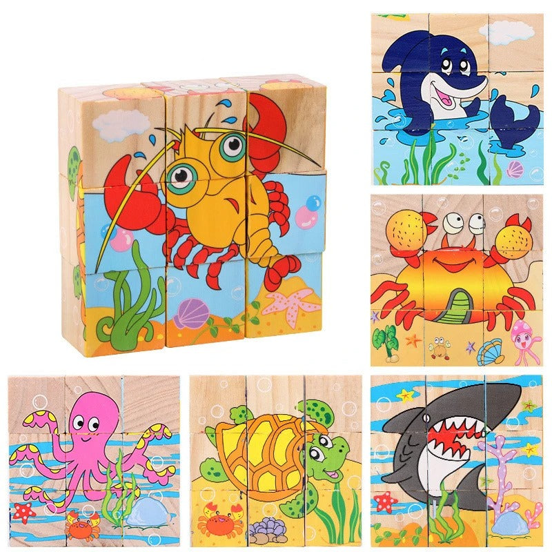 3D Wooden Puzzles 6 in 1