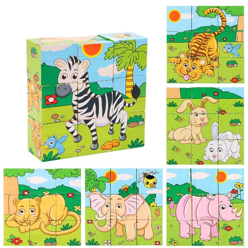 3D Wooden Puzzles 6 in 1