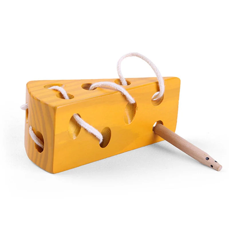 Montessori Wooden Threading Toy | Swiss Cheese